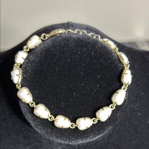 Kendra Scott Rare Iridescent White Susanna Stone Bracelet In Gold Tone​